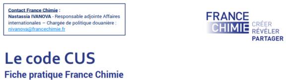 Code CUS : Fiche pratique France Chimie 